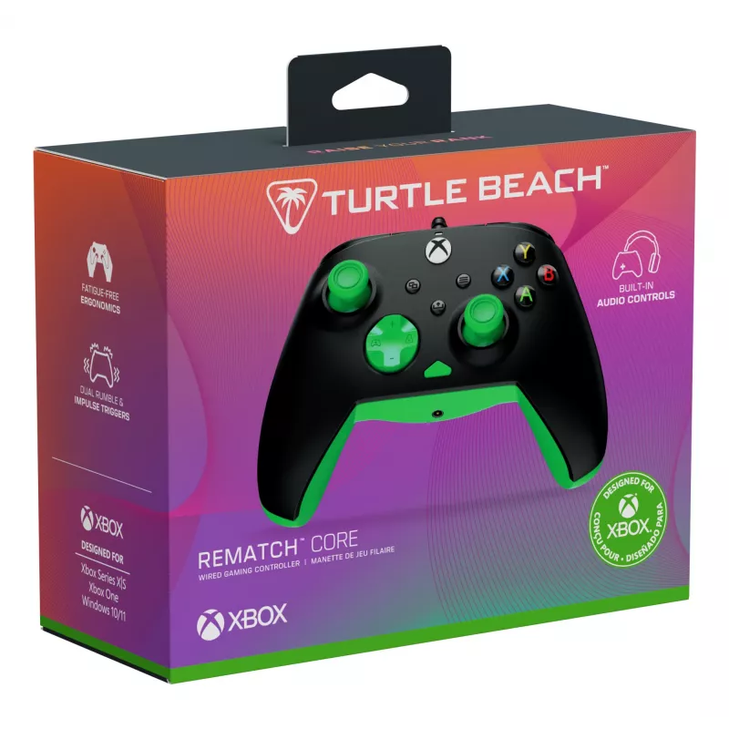Gamepad Turtle Beach Rematch Core preto verde USB com fios PC Xbox