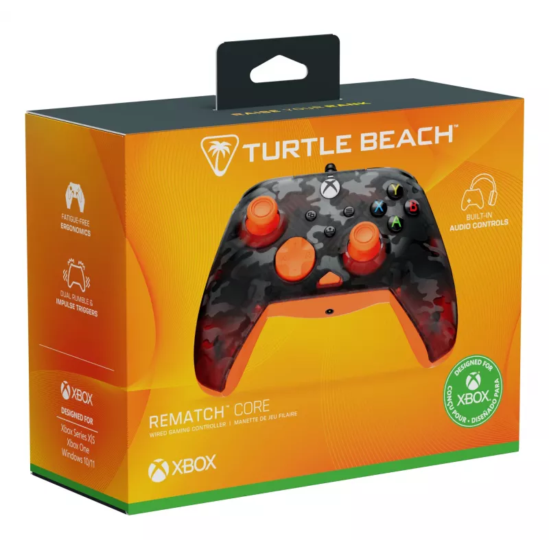 Gamepad Turtle Beach Rematch Core preto cinzento laranja USB com fios