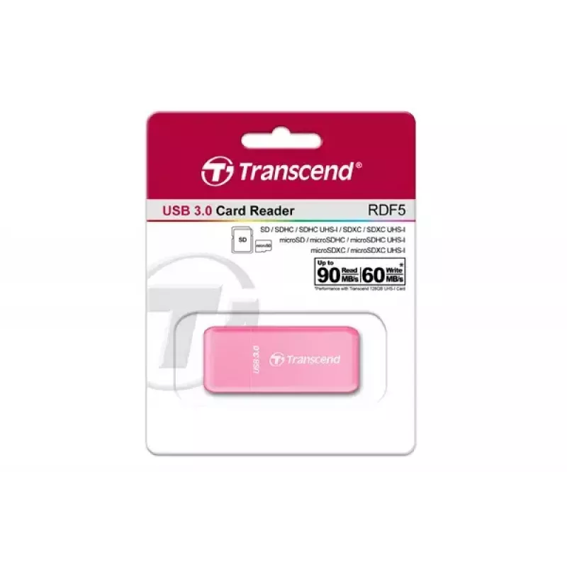 Leitor de cartões Transcend RDF5 rosa