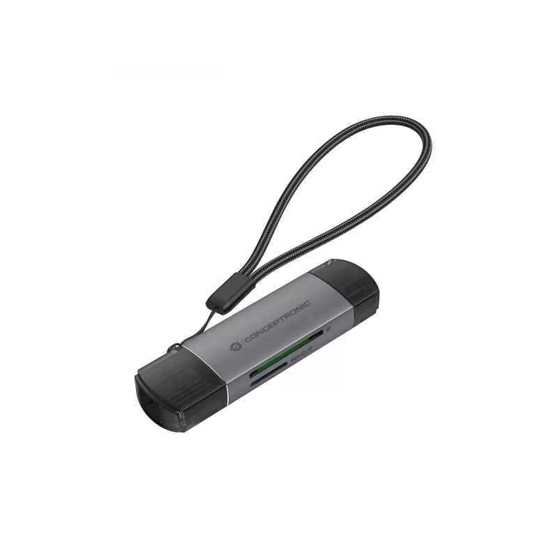 Leitor de cartões Conceptronic BIAN05G 2-em-1 USB 3.0 Dual Plug, SD/MicroSD 3.0, UHS-I