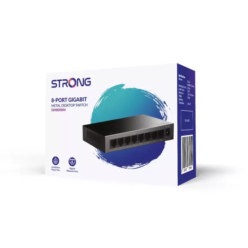 Switch de rede Strong SW8000M Gigabit Ethernet 8 portas 16 Gbit/s