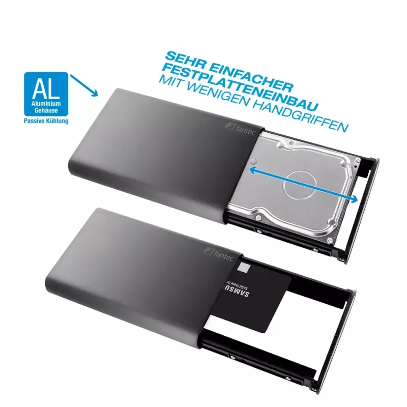 Caixa para HDD Fantec DB-ALU31 preta 3,5 polegadas