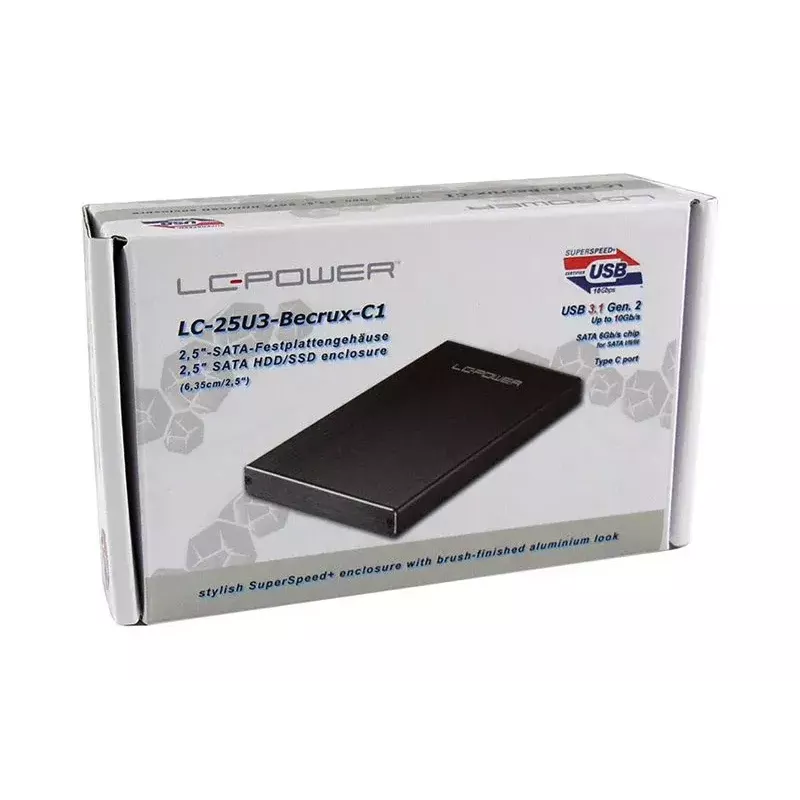 Caixa para HDD LC-Power LC-25U3-Becrux-C1 preto 2,5 polegadas