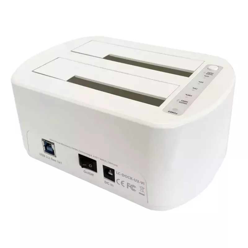 LC Power LC-DOCK-U3-VI - docking station para HDD / SSD - 2.5, 3.5 (6,4 cm, 8,9 cm) - 2 canais - SATA - USB 3,2 (Gen 2x1) - branco, casca de ovo (LC-DOCK-