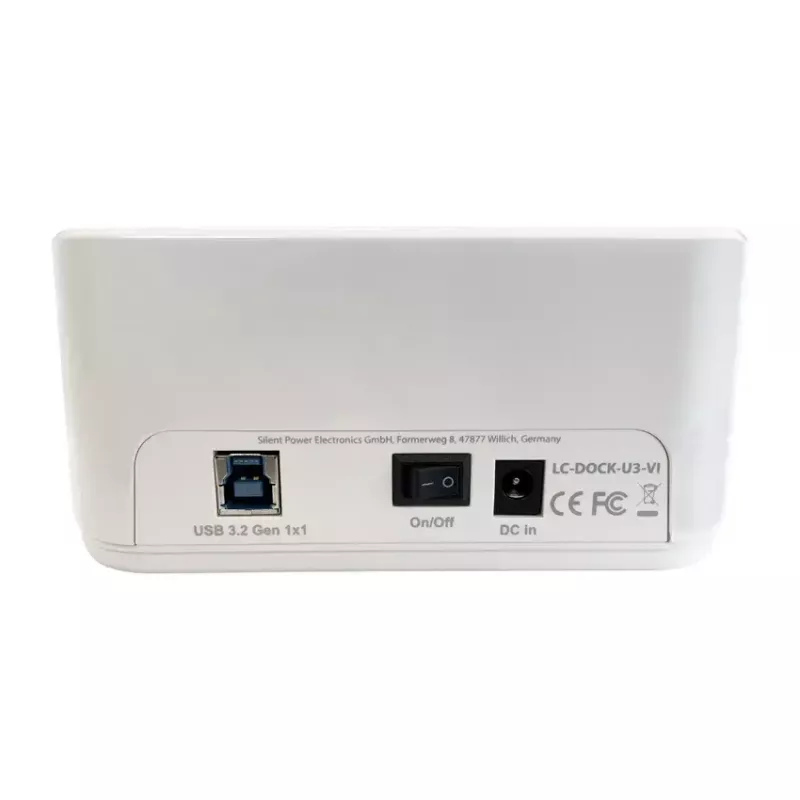 LC Power LC-DOCK-U3-VI - docking station para HDD / SSD - 2.5, 3.5 (6,4 cm, 8,9 cm) - 2 canais - SATA - USB 3,2 (Gen 2x1) - branco, casca de ovo (LC-DOCK-