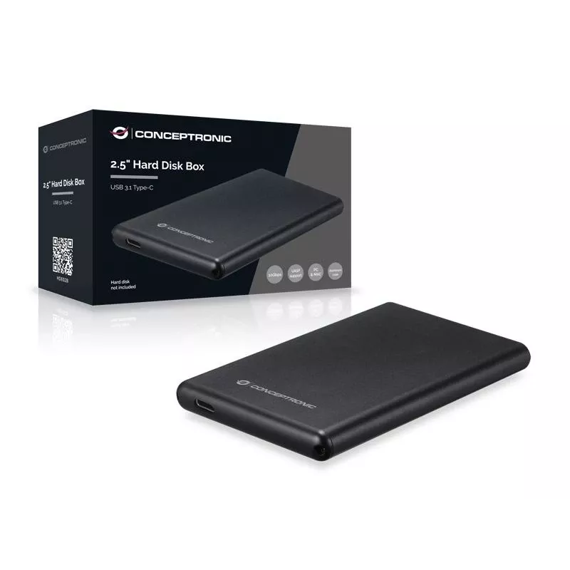 Caixa para disco rígido Conceptronic 2,5 polegadas caixa para disco USB 3.1 Type-C