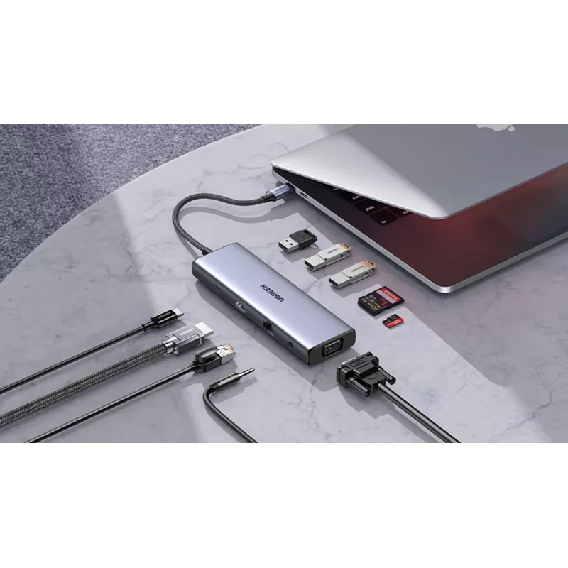 Ugreen Revodok hub USB-C 10-em-1 UGREEN 15601 10 portas 4K HDMI