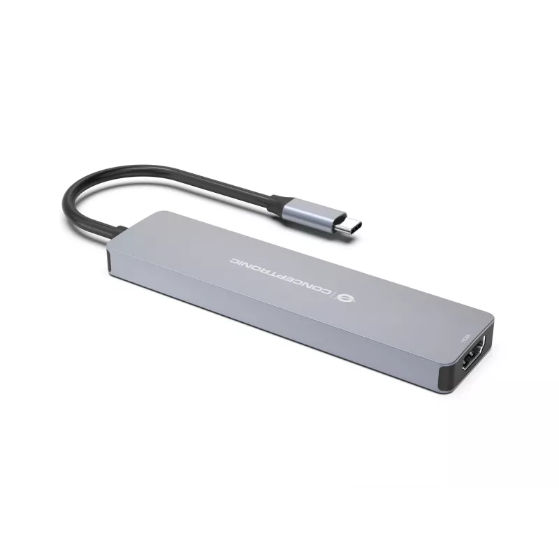 Conceptronic DONN28G docking station USB 3.2 Gen 1 7-em-1, 4K60Hz HDMI, USB-A 5Gbps x 2, USB-C 5Gbps, SD, TF/MicroSD, 100W USB PD