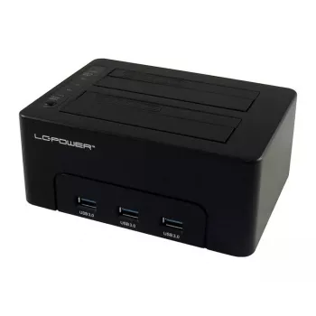 LC Power LC-DOCK-U3-HUB - docking station para HDD com indicador de rede, hub USB de 3 portas, interruptor on/off, função de clonagem baías: 2 - 2.5 / 3.5 partilhadas