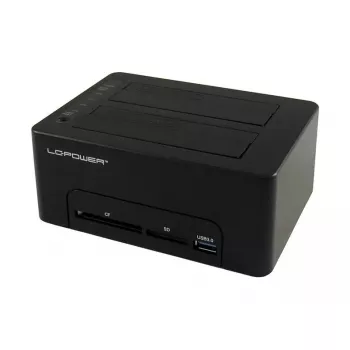LC Power LC-DOCK-U3-CR - docking station para HDD com indicador de rede, interruptor on/off, função de clonagem baías: 2 - 2.5 / 3.5 partilhadas (6,4 cm/8,9 cm