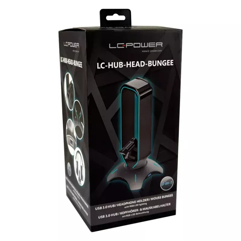 Suporte para auscultadores LC-Power LC-HUB-HEAD-BUNGEE