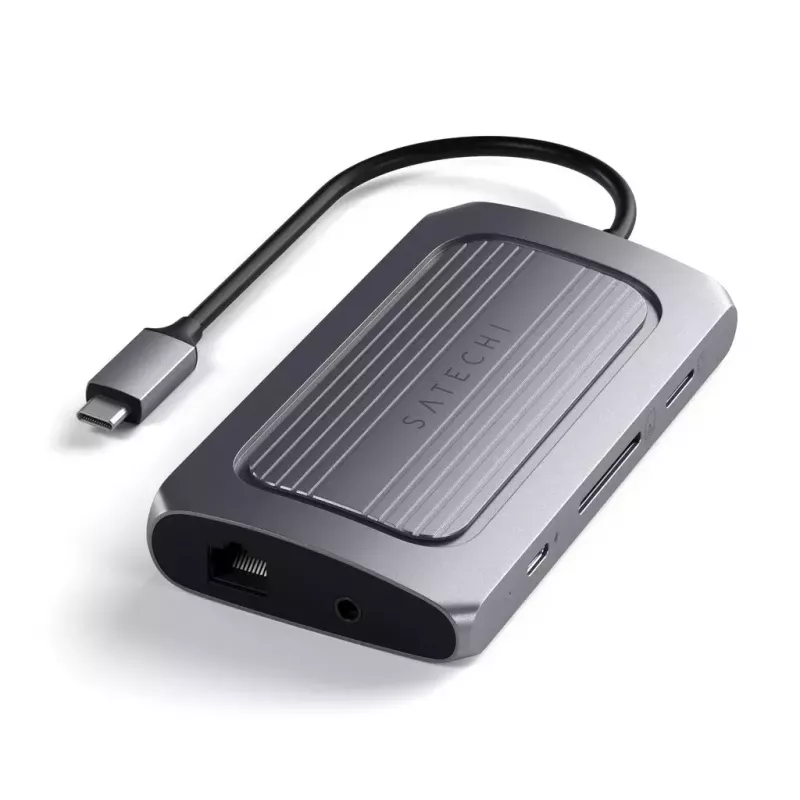 Dock para portátil Satechi ST-U4MA3M USB Type-C cinzento 100W Power Delivery