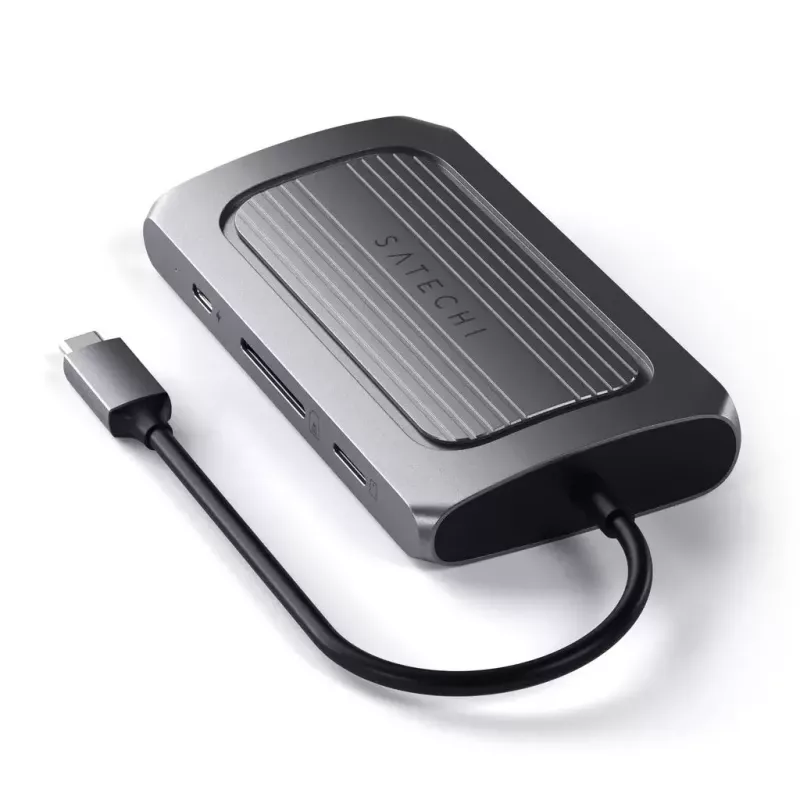 Dock para portátil Satechi ST-U4MA3M USB Type-C cinzento 100W Power Delivery