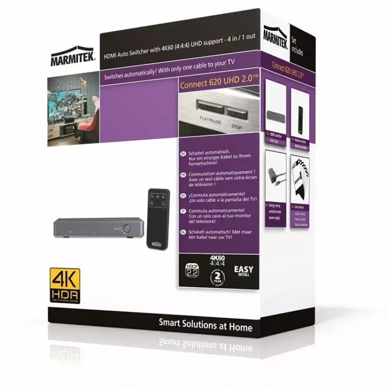 Marmitek Connect 620 UHD 2.0 comutador HDMI de 4 portas