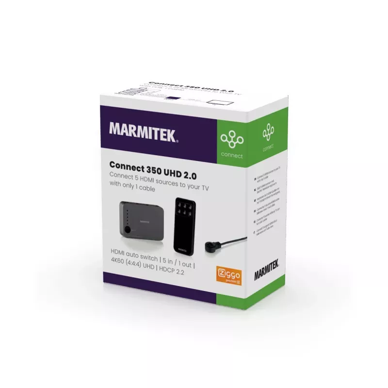 Marmitek Connect 350 UHD 2.0 – switch HDMI 4K 60 Hz – 5 entradas / 1 saída