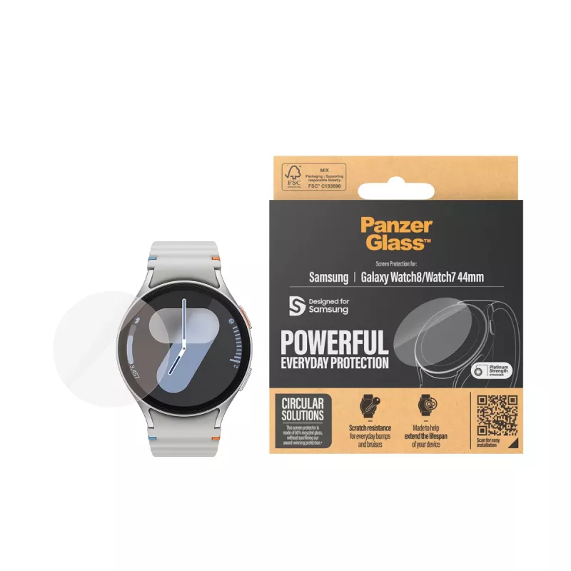 PanzerGlass® proteção de ecrã Samsung Galaxy Watch8 | Watch7 44mm | Ultra-Wide Fit