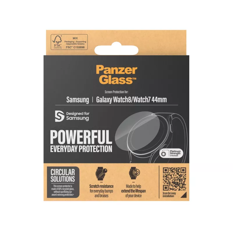 PanzerGlass® proteção de ecrã Samsung Galaxy Watch8 | Watch7 44mm | Ultra-Wide Fit