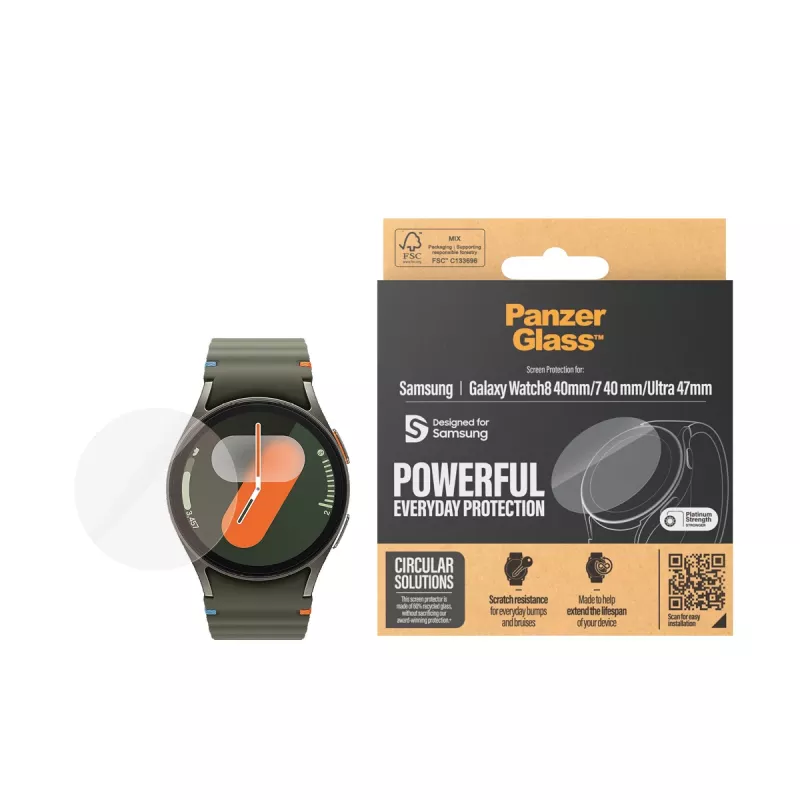 PanzerGlass ® proteção de ecrã Samsung Galaxy Watch8 40mm | Watch Ultra 47mm | Watch7 40mm