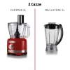 Robot de cozinha Ariete 1782 Gourmet Pro Moderna, multi-mill 3L, liquidificadora 2L, 2 velocidades + pulse, conjunto de lâminas + disco de aço inoxidável, acessório para sumo, vermelho