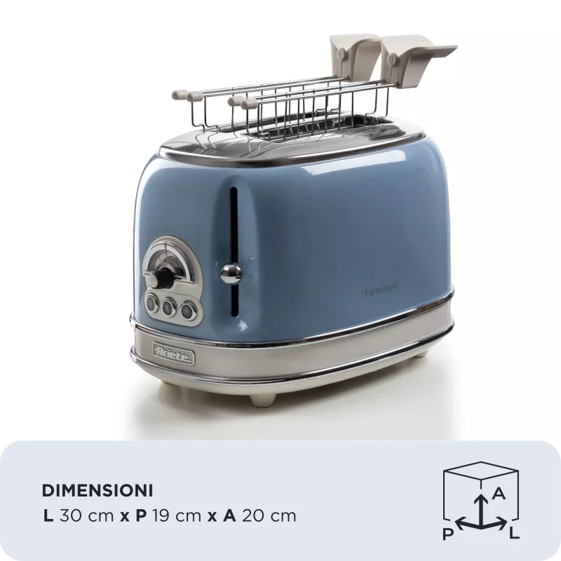 Ariete Vintage 155/05 torradeira de 2 fatias, 810 W, azul