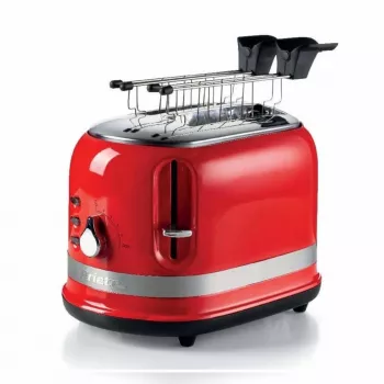 Torradeira Ariete 149 com pinça para 2 fatias de pão - ejecção automática - descongelar - 6 níveis de tostagem - 800 Watt - Modern Line - vermelho