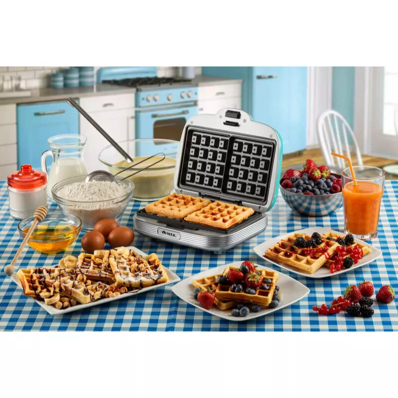 Máquina de waffles Ariete, 700 W, placas antiaderentes, azul, azul-claro, 700 W, 700 W, 700 W, 210 mm, 250 mm