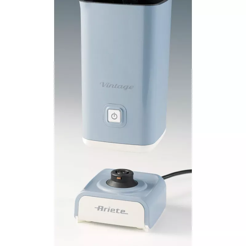 Ariete 2878 Vintage espumador de leite para cappuccino, chá, chocolate quente e frio, bebidas instantâneas, 500 Watt, azul-claro pastel