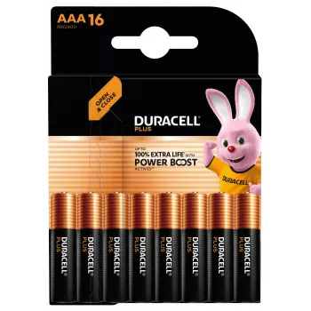 Pilha alcalina descartável Duracell Plus AAA — 48 x 11 x 10 mm, peso da embalagem 160 g