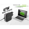 Carregador Conceptronic 3 portas 67W GaN USB PD com cabo de carregamento USB-C, USB-C x 2, USB-A x 1, QC 3.0, PPS