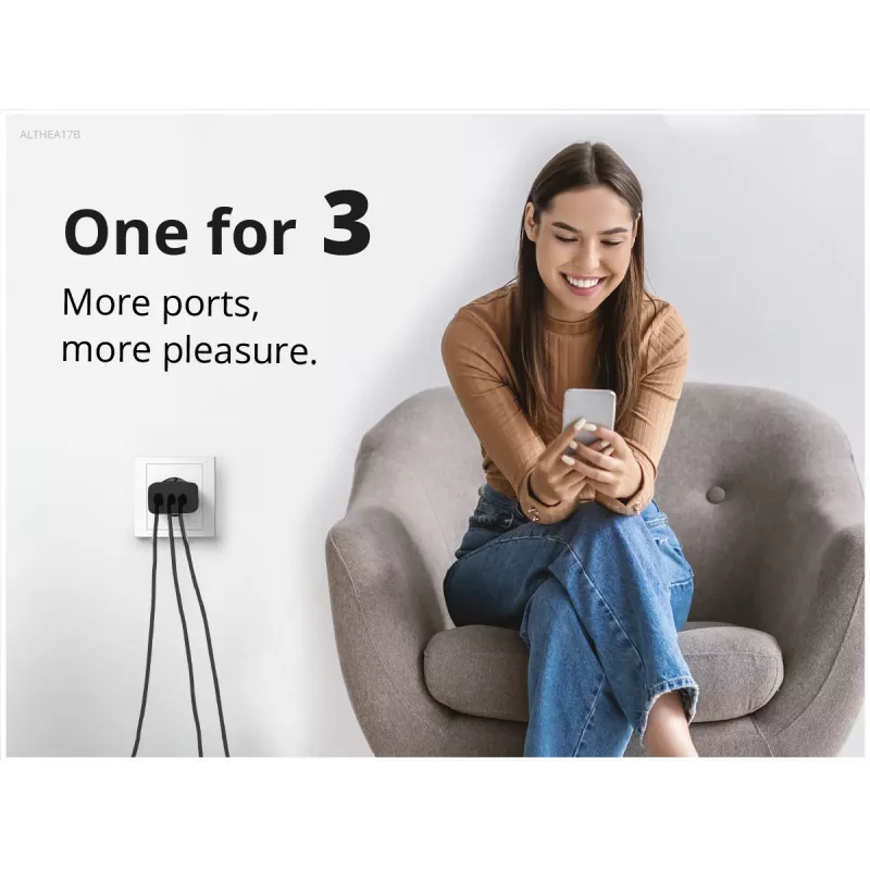 Carregador Conceptronic 3 portas 67W GaN USB PD com cabo de carregamento USB-C, USB-C x 2, USB-A x 1, QC 3.0, PPS