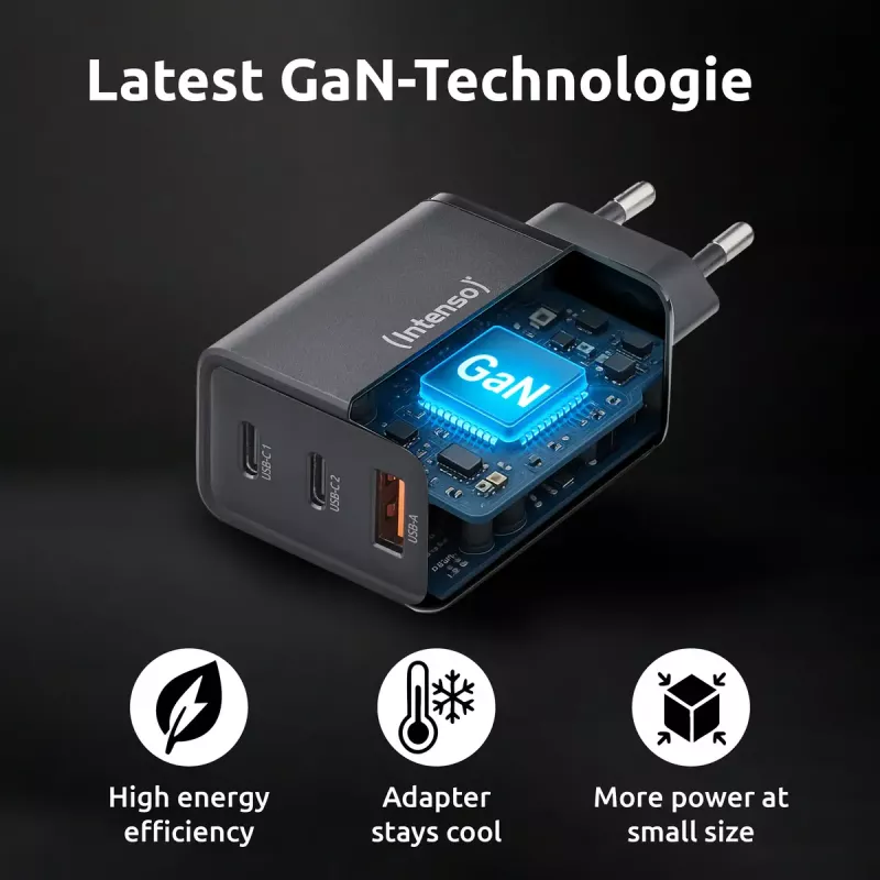 Fonte de alimentação Intenso W65ACC conectores USB-A e USB-C preto