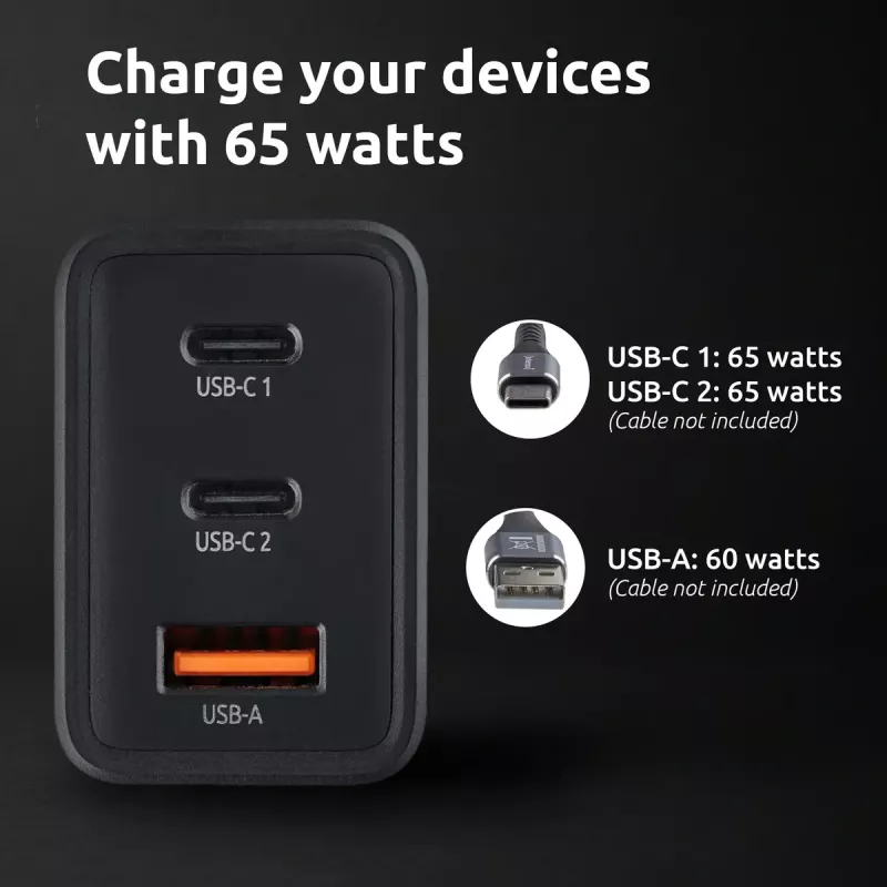 Fonte de alimentação Intenso W65ACC conectores USB-A e USB-C preto