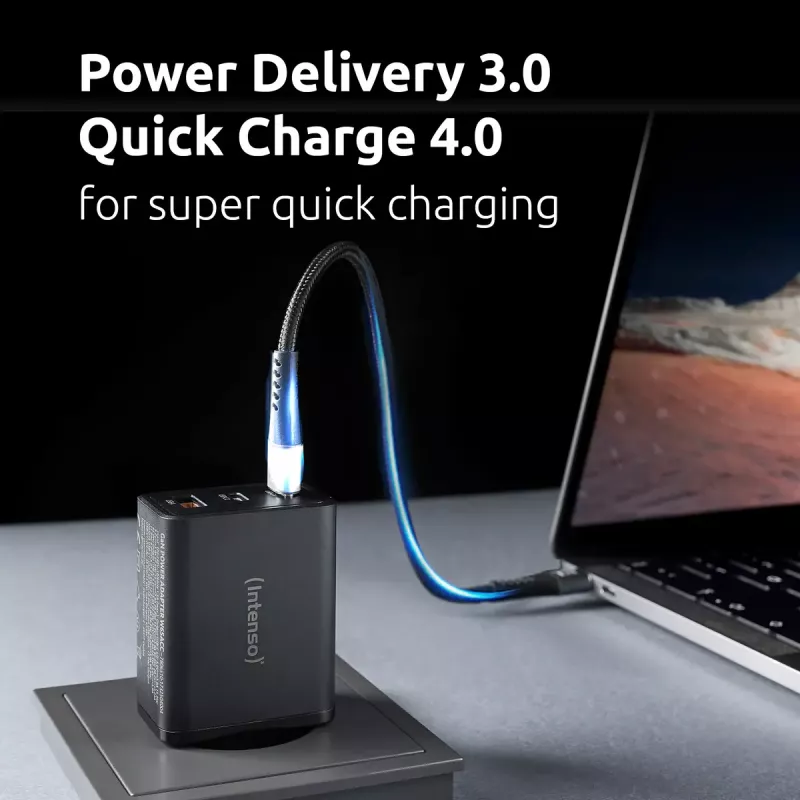 Fonte de alimentação Intenso W65ACC conectores USB-A e USB-C preto
