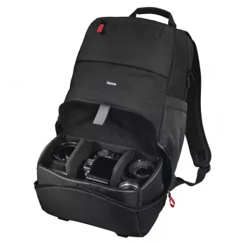 Mochila Hama Matera preta, correia de ombro para todas as marcas