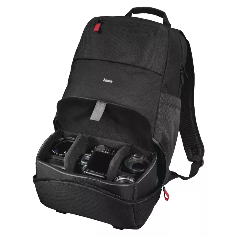 Mochila Hama Matera preta, correia de ombro para todas as marcas