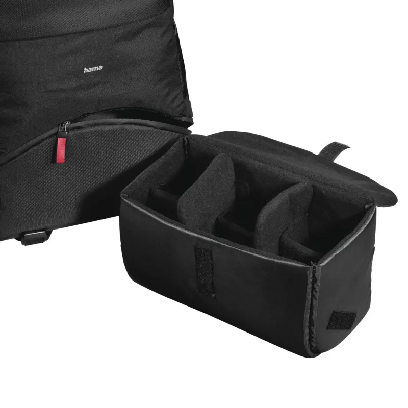 Mochila Hama Matera preta, correia de ombro para todas as marcas