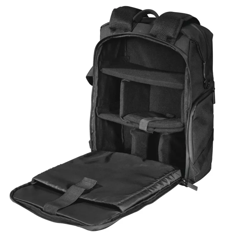 Mochila Hama Matera preta, correia de ombro compatível com qualquer marca