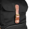 Mochila Mantona Luis junior preta e castanha em pele, metal, poliéster e sintético