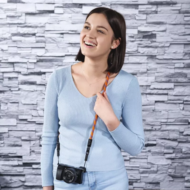 Correia Hama Braid 120 para câmara digital em nylon azul e laranja