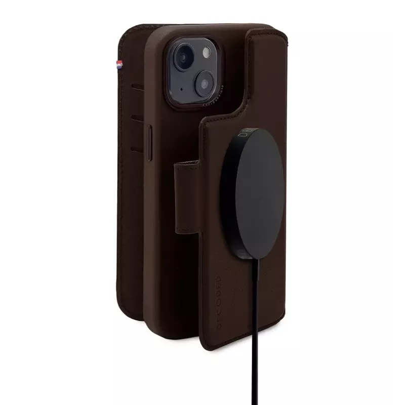 Capa-carteira Decoded iPhone 14 Plus castanha 6,7