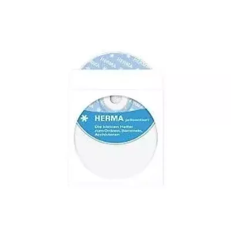 Bolsa HERMA para CD/DVD de papel branco com ponto adesivo 100 unid.