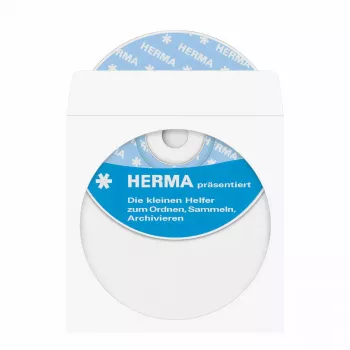 Bolsa HERMA para CD/DVD de papel branco com ponto adesivo 100 unid.