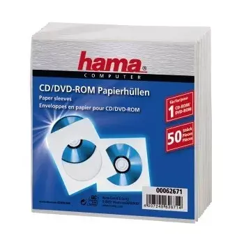 Bolsas de papel para CD-ROM Hama 50, branco 50 discos