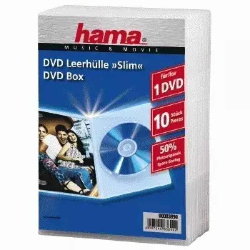 Caixa Jewel Case para DVD Hama, fina 10, transparente 10 discos