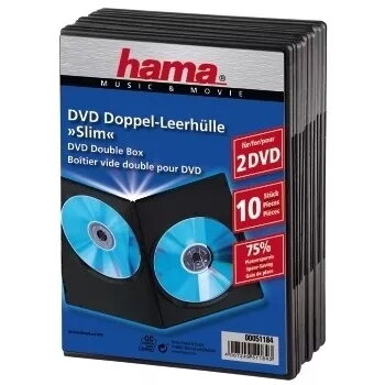 Caixa dupla fina para DVD Hama 51184 preto 2 discos