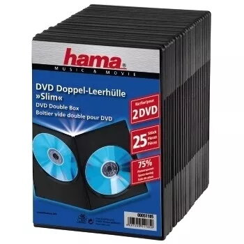 Caixa dupla fina para DVD Hama 51185 preto 2 discos