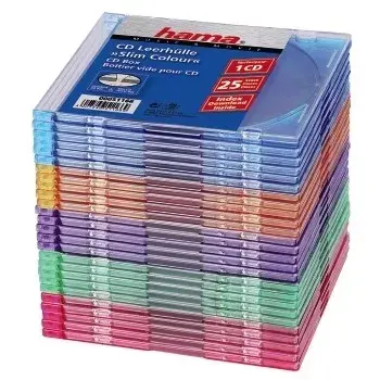 Caixa fina para CD Hama pack de 25, colorida 1 disco multicolorido