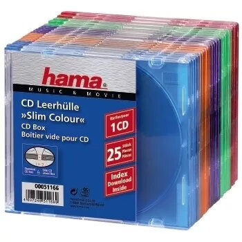 Caixa fina para CD Hama pack de 25, colorida 1 disco multicolorido