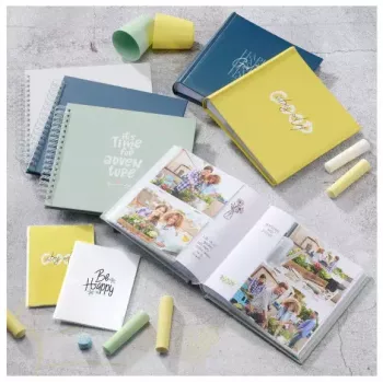 Álbum fotográfico Hama Good Things amarelo 100 folhas 10 x 15 espiral