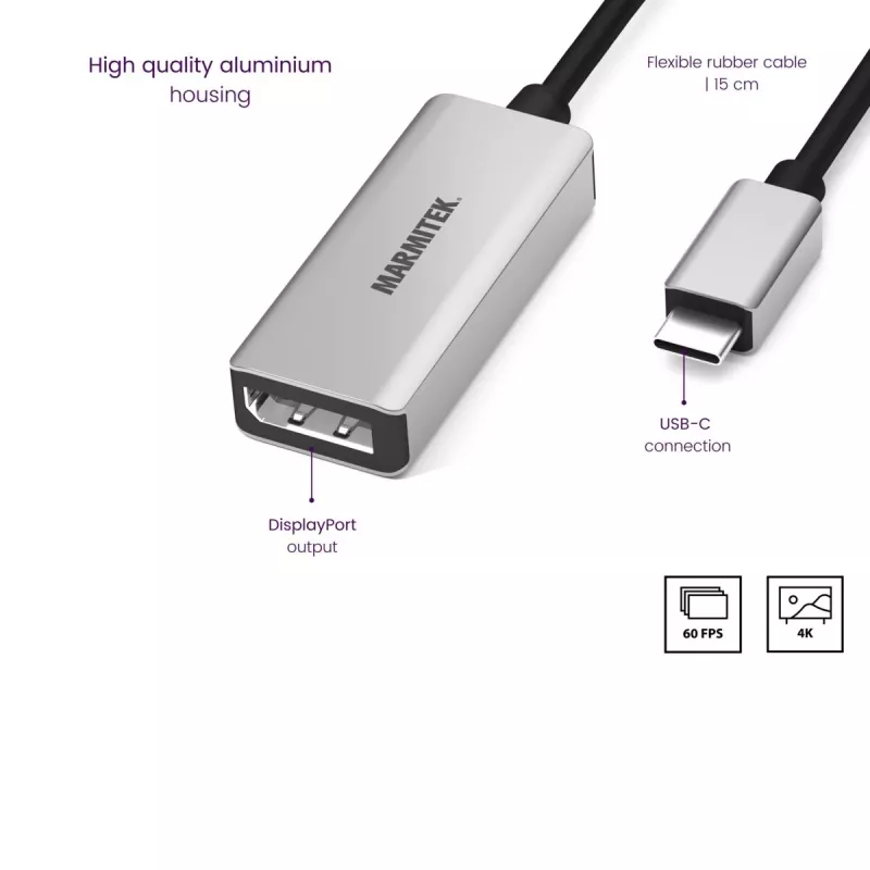 Adaptador USB-C para DisplayPort Marmitek 8371 4K 60Hz